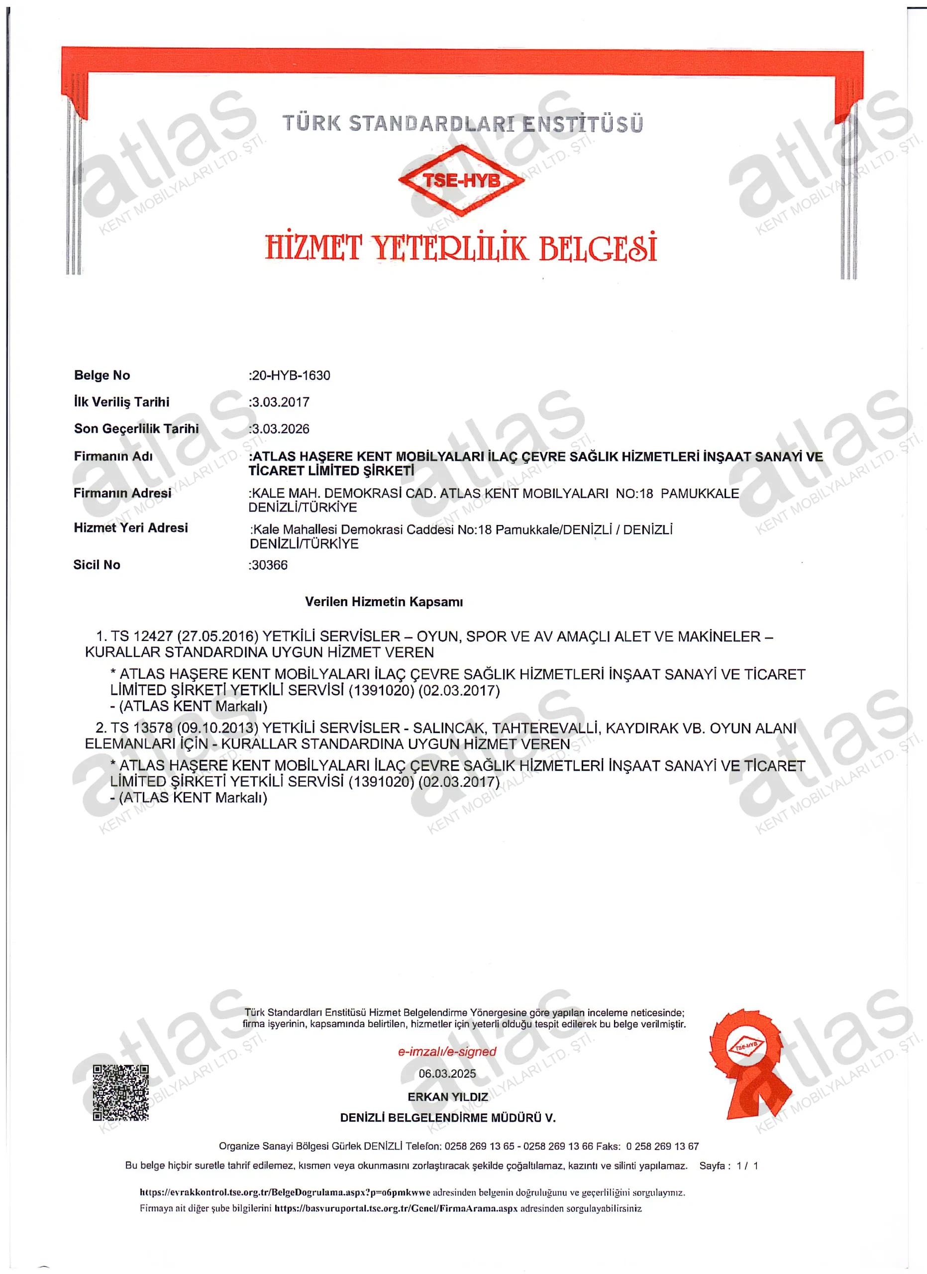 HİZMET YETERLİLİK BELGESİ